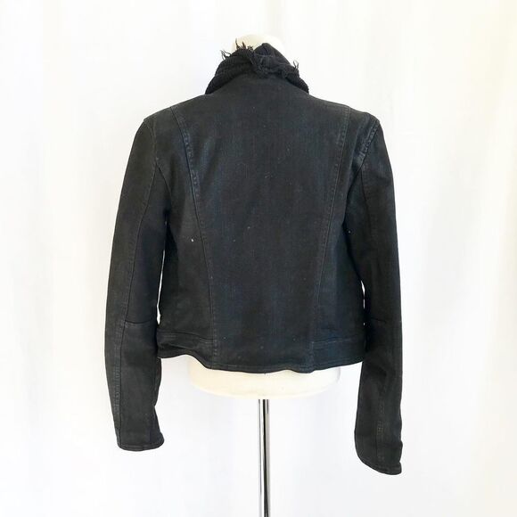Free People black drape knit front denim jacket VGUC size 0 - Picture 9 of 16